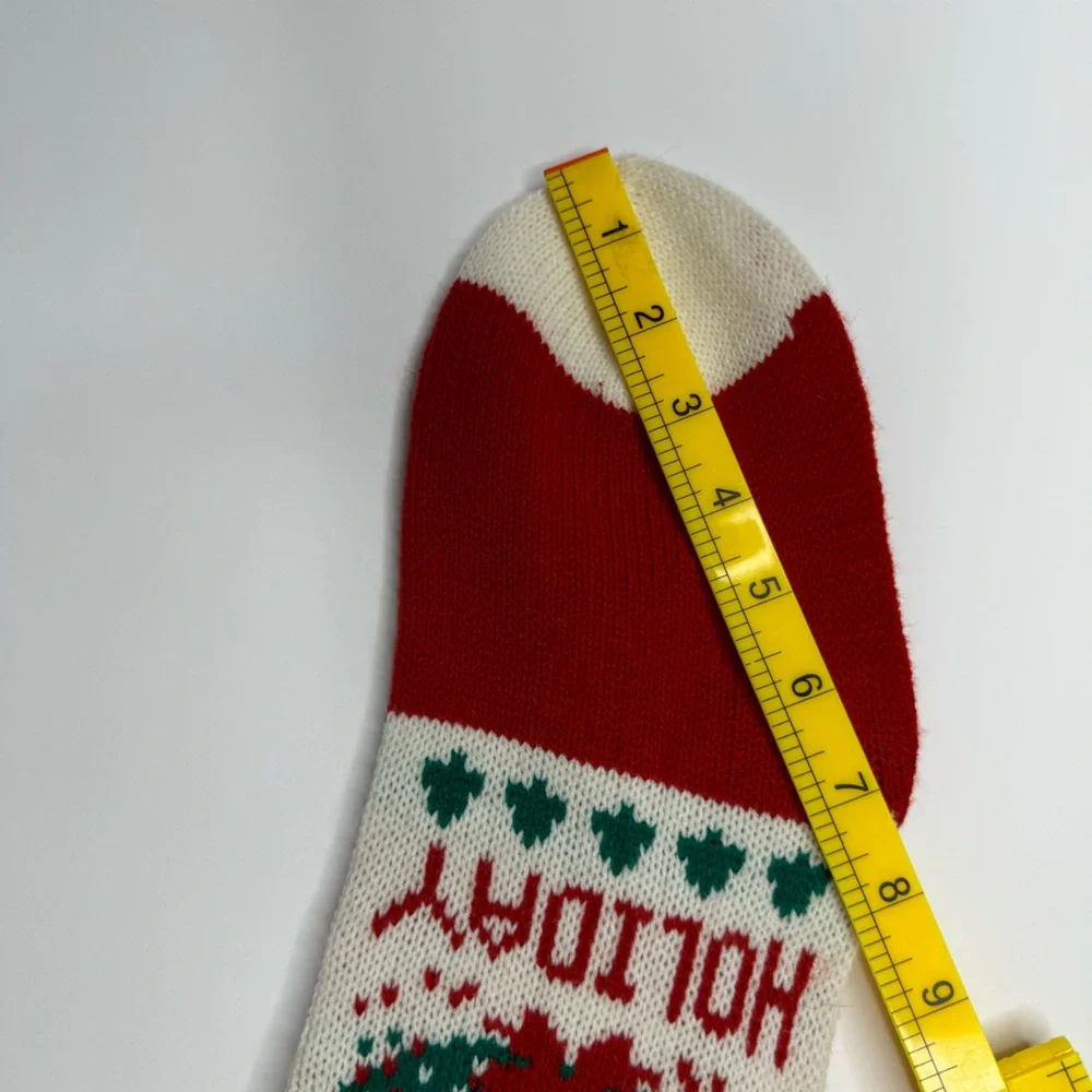 Vintage Knitted Christmas Stocking Happy Holiday Tree Design‎